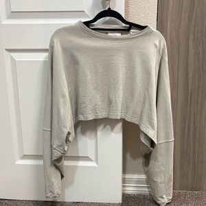 Joah Brown Light Gray Crop Top